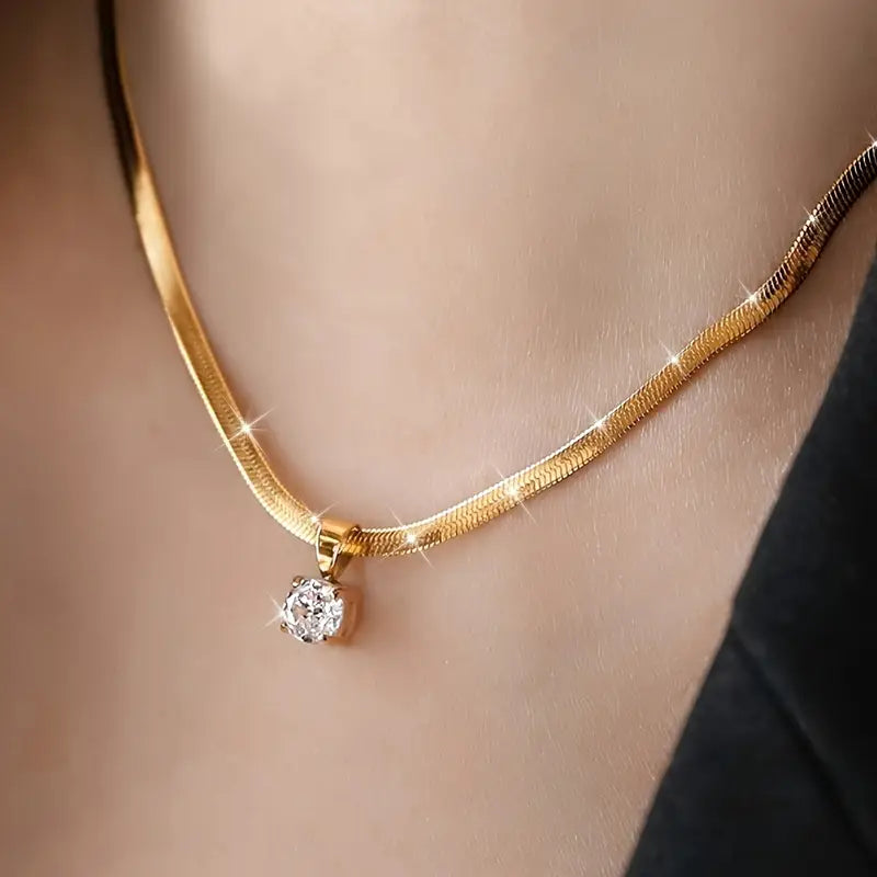 Colier Pandantiv cu Rhinestones Elegant | Auriu