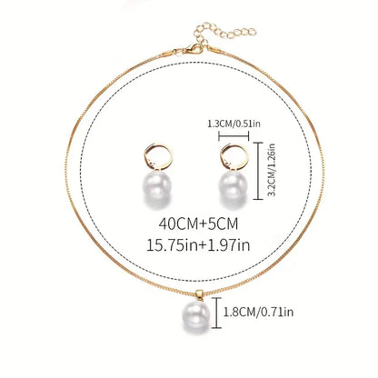 Set de Bijuterii cu Perle Golden Grace | Auriu
