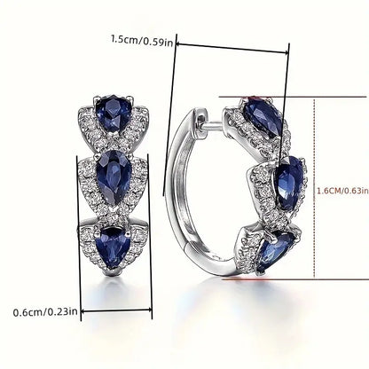 Cercel blazon regal de safir | Aur alb