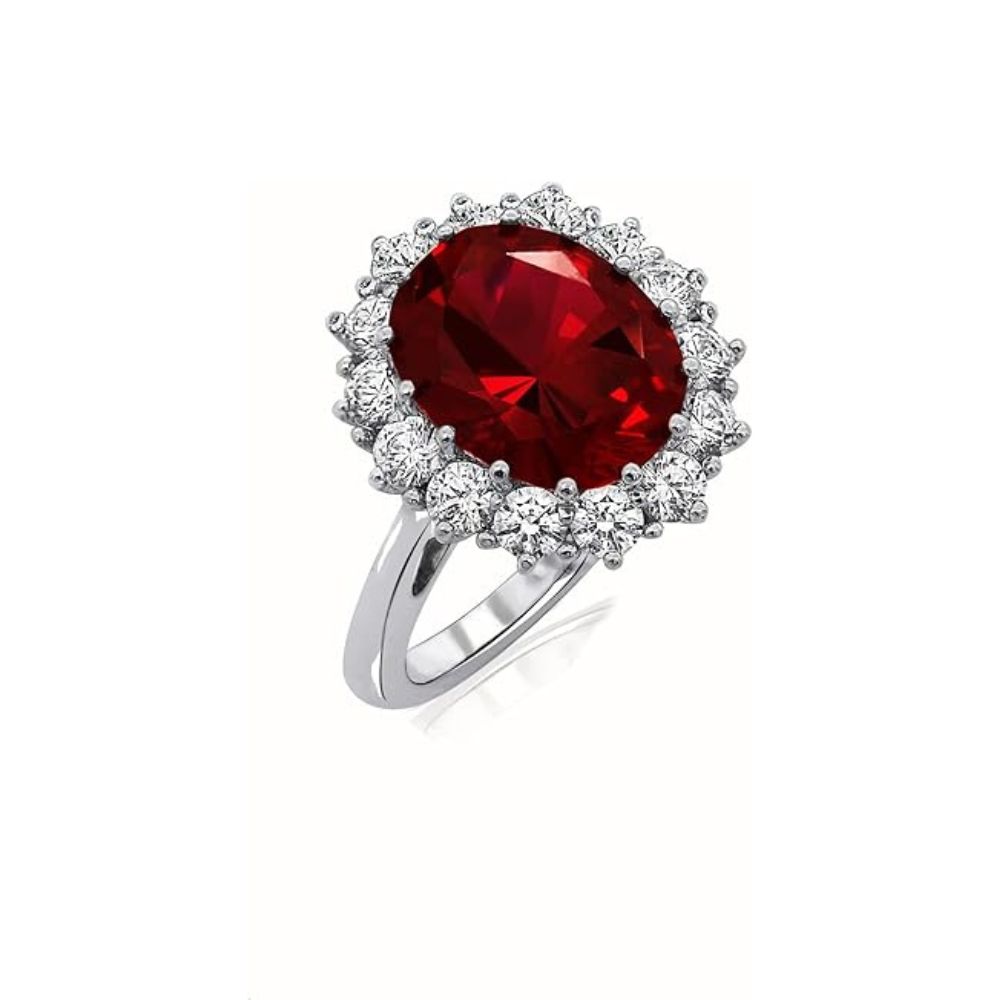 Inel de rubin Scarlet Crown | Aur alb