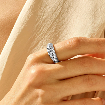 Inel Croissant | Aur alb