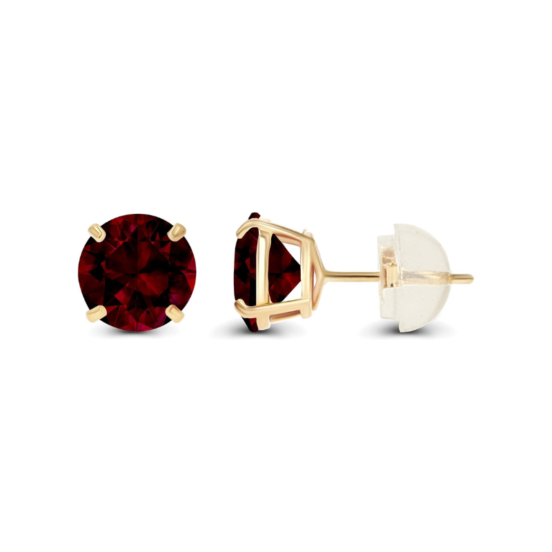 Cercel stud rotund de rubin | Aur