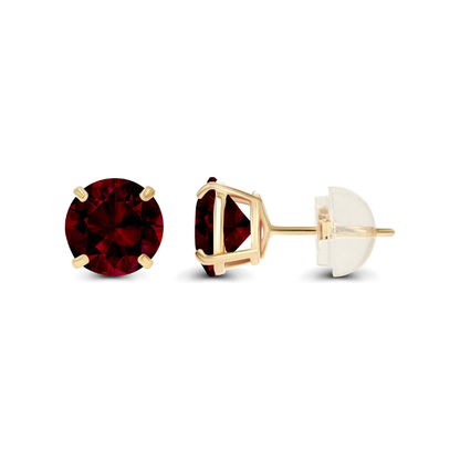 Cercel stud rotund de rubin | Aur