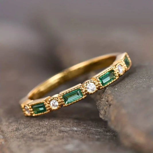 Inel vintage din aur cu zircon verde