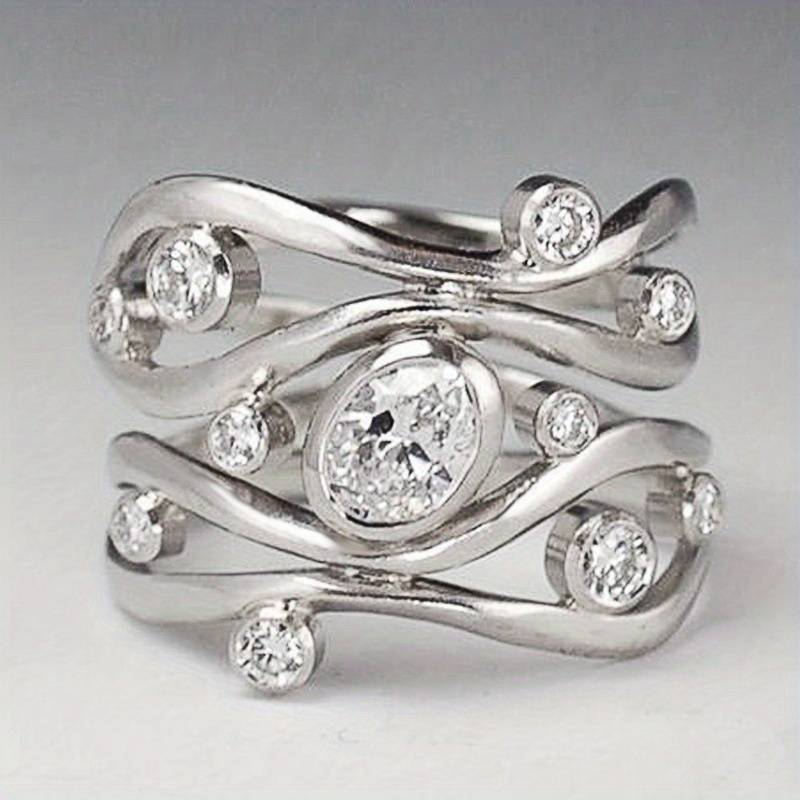 Inel Vintage Neregulat din Argint și Zirconiu