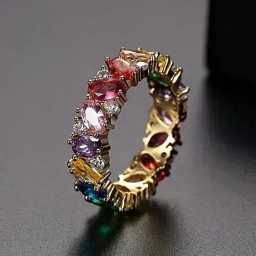Inel vintage cu zirconiu multicolor