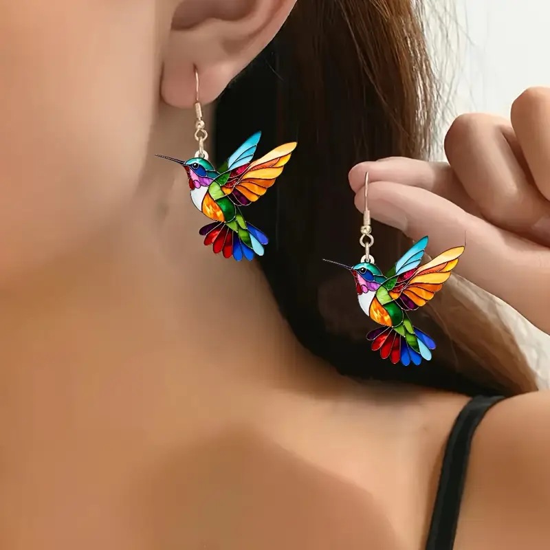 Cercel colibri colorat