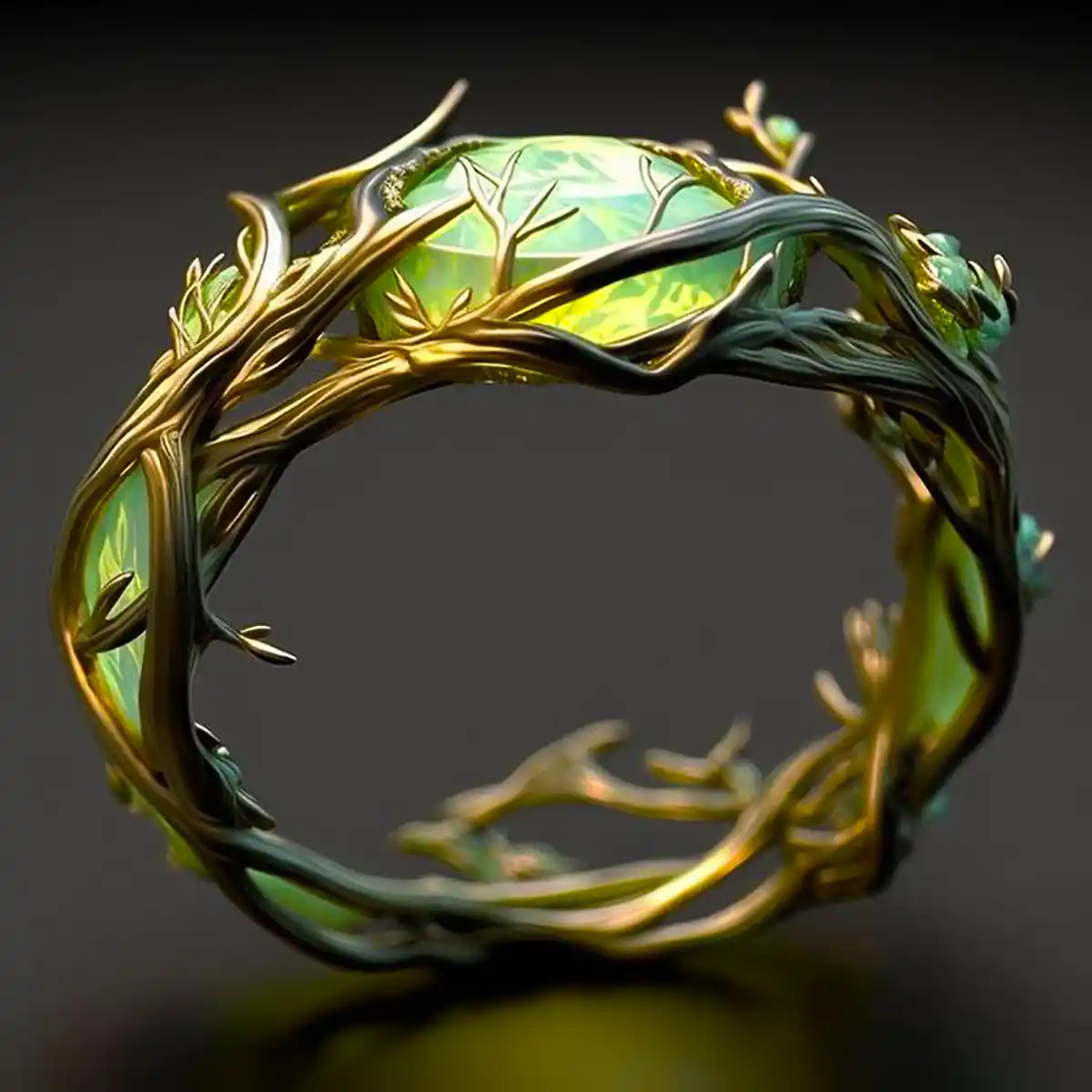 Inel natural de opal verde