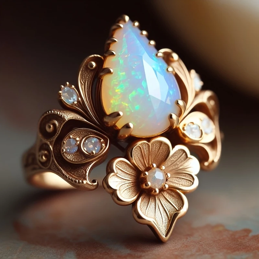 Inel exotic de opal în aur