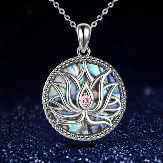 Colier lotus colorat în argint
