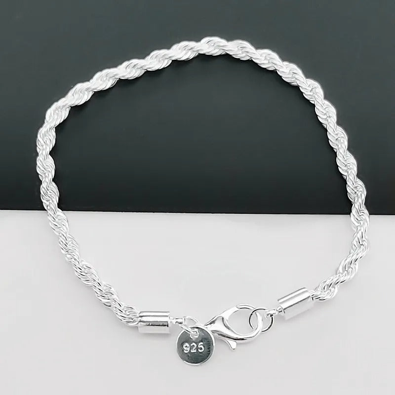Brățară tip frânghie împletită din argint 925
