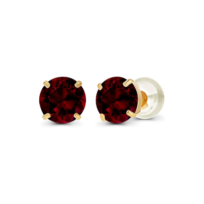 Cercel stud rotund de rubin | Aur