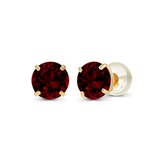 Cercel stud rotund de rubin | Aur